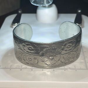 Salisbury Pewter “October”Cuff Bracelet – Marigold Flower Engraving